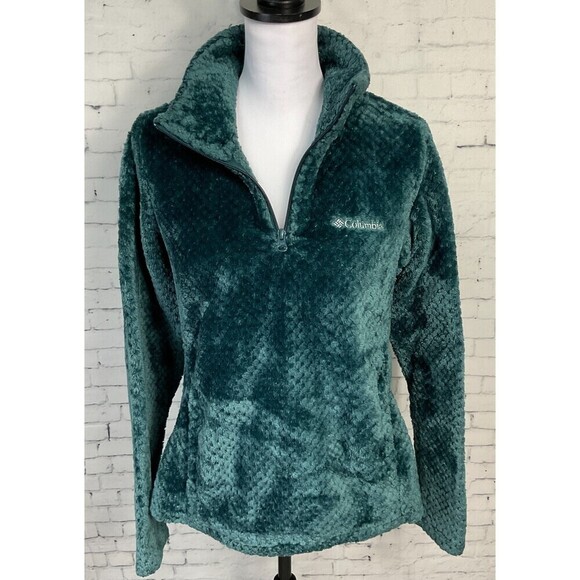Columbia Tops - Columbia Women Teal Quarter Zip Long Sleeve Fleece Collared Pull On Jacket M R1